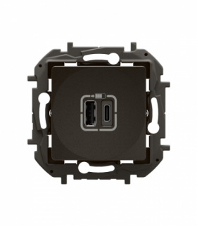 NOWE NILOE - GNIAZDO 2 X USB TYP A+C - 3 A CZARNE LEGRAND NP3403BK