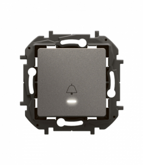 NOWE NILOE - PRZYCISK POJEDYNCZY PODŚWIETLANY Z SYMBOLEM DZWONKA 6 A STALOWY LEGRAND NP2311MG