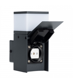 Oprawa ogrodowa z wymiennym źródłem światła i gniazdem zasilającym Schuko DASTEN EL16 S SO B antracyt G9 Kanlux 38768
