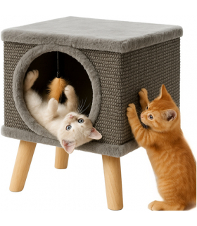 Drapak dla kota z legowiskiem, domek sizalowy, stabilny, na nóżkach Purlov 26215 18353