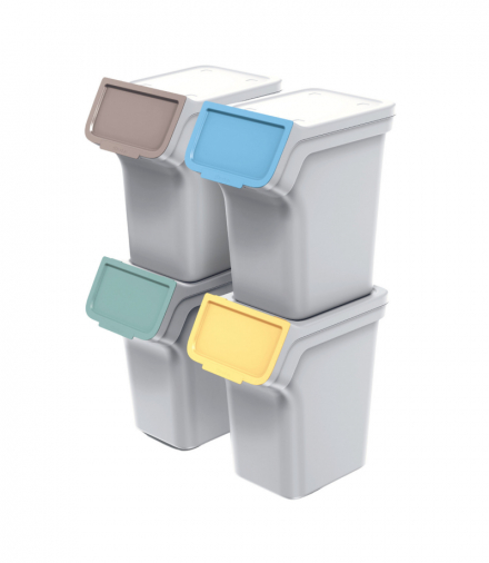 Kosze na śmieci STACKBOX Q SET 20L, popielaty Keden Prosperplast CEN-84712