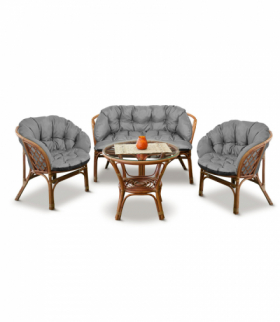 Zestaw ogrodowy szary 3 poduszki na meble rattanowe, fotel ogrodowy, bocianie gniazdo AIO CEN-83309