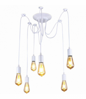 Lampa sufitowa, pająk, 6 ramion x 115cm, E27, biała ATL ZD74B
