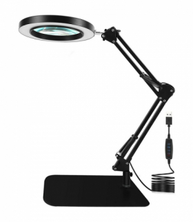 Lampka lupa kosmetyczna, biurkowa, USB, ciepła/neutralna/zimna, duże szkło powiększające (x3), regulacja jasności 10 stopni, pilot na kablu, 11W, ATL ZD141