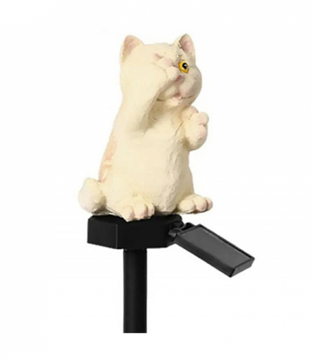 Niecodzienna, solarna lampa ogrodowa LED w kształcie kota, 6-8 godzin ciągłej pracy, 41cm, ATL ZD119C