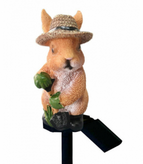 Niecodzienna, solarna lampa ogrodowa LED w kształcie królika w kapeluszu, 6-8 godzin ciągłej pracy, 43cm, ATL ZD50P