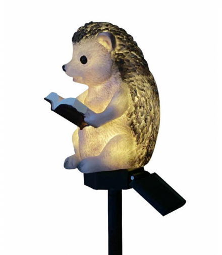 Niecodzienna, solarna lampa ogrodowa LED w kształcie jeża czytającego książkę, 6-8 godzin ciągłej pracy, 44cm ATL ZD50N