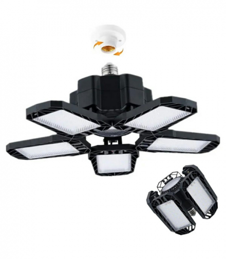 Źródło światła LED 50W, 6500K zimna biel, Lampa sufitowa składana 5 ramion E27 ATL ZD127