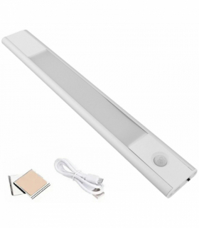 Ładowalna listwa LED 30x4x1cm z czujnikiem ruchu, wbudowany akumulator (1200mAh) + USB DC 5V, zimny biały ATL ZD106A