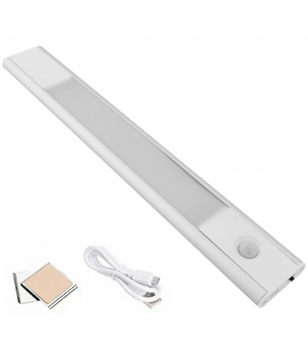 Ładowalna listwa LED 30x4x1cm z czujnikiem ruchu, wbudowany akumulator (1200mAh) + USB DC 5V, zimny biały ATL ZD106A