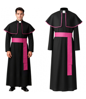 Strój biskupa, biskup sutanna, przebranie księdza, ksiądz kostium duchownego XL/XXL dla dorosłych Ruhhy 26148 18390
