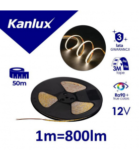 Taśma LED LCOBC 8W/M 12VDC IP00-NW neutralna 4000K, Ra90, Rolka 50mb, Gwarancja 3 lata, Kanlux 38901