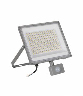 Naświetlacz LED z czujnikiem ruchu, ACETE 100W, 10800lm, CCT - 3000/4000/6500, SE, GR szary, wolne końce przewodów Kanlux 38499