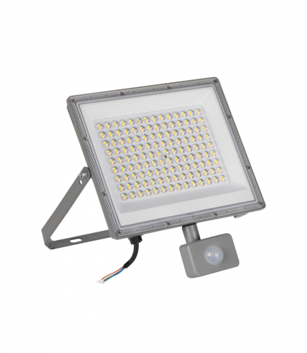 Naświetlacz LED z czujnikiem ruchu, ACETE 100W, 10800lm, CCT - 3000/4000/6500, SE, GR szary, wolne końce przewodów Kanlux 38499