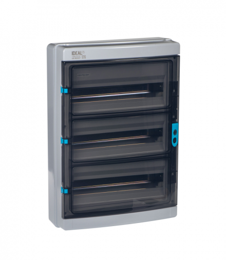 Rozdzielnica natynkowa, hermetyczna IP65, 3x18 NT, szara + drzwi transparentne, seria KDB-IP65-S54T Kanlux 38456