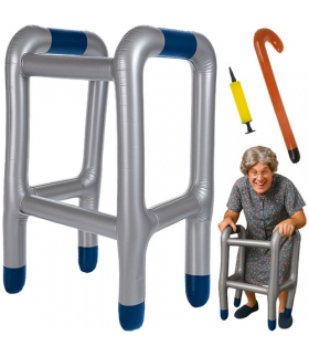 Dmuchany balkonik z laską, nadmuchiwany, chodzik, przebranie na imprezę, pożegnanie, przebranie za geriatryka, babcię, dziadka + pompka Ruhhy 26291 18381