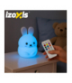 Lampka nocna dla dzieci, Królik LED RGB, silikonowa, na prezent, na USB + Pilot, interaktywna zabawka świetlna, zmiana kolorów i timer Izoxis 26204 18398