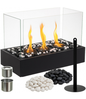 Biokominek wolnostojący do domu i na taras, bezdymny na biopaliwo bioetanol, bio kominek + kamyczki 45x29x20,5cm Kaminer 26318 18397