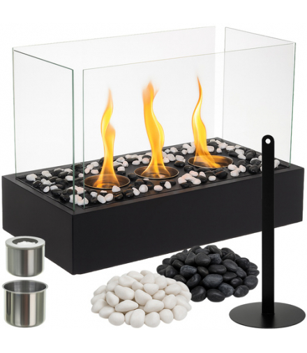 Biokominek wolnostojący do domu i na taras, bezdymny na biopaliwo bioetanol, bio kominek + kamyczki 45x29x20,5cm Kaminer 26318 18397