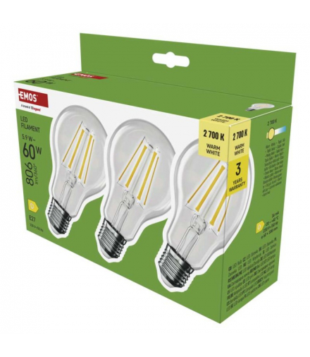 Żarówka LED Filament A60 E27 5,9 W (60 W) 806 lm Ciepła biel EMOS ZF5D42.3