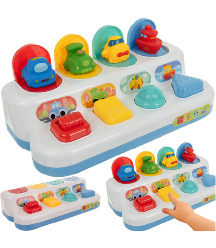 Zabawka edukacyjna, wyskakujące pojazdy, skaczące autka POP-UP, interaktywne pojazdy 4w1, Iso Trade 26379 18400