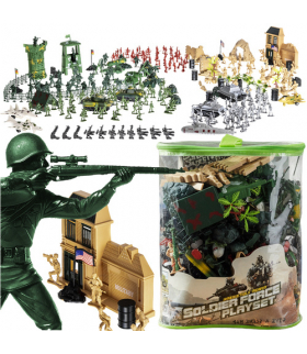 Baza wojskowa, żołnierzyki dla dzieci, armia figurki wojsko czołg broń, 300 elementów Iso Trade 26334 18481