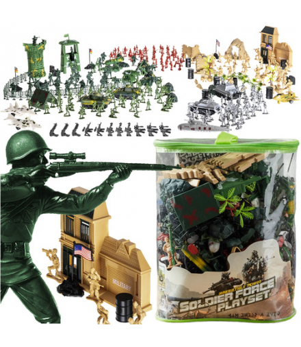 Baza wojskowa, żołnierzyki dla dzieci, armia figurki wojsko czołg broń, 300 elementów Iso Trade 26334 18481