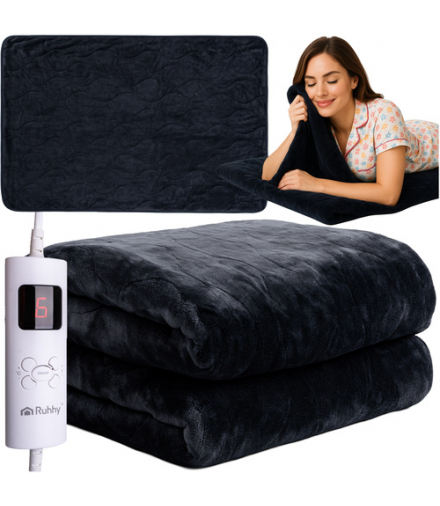Koc elektryczny 180x130cm, mata grzewcza, miękki, podgrzewany, duży dwuosobowy, 6 trybów + pilot Ruhhy 26202 18466