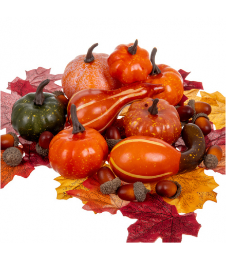 Dekoracja jesienna, liście, dynie, żołędzie, sztuczne ozdoby na jesień, na Halloween, 50szt. Ruhhy 26571 18484