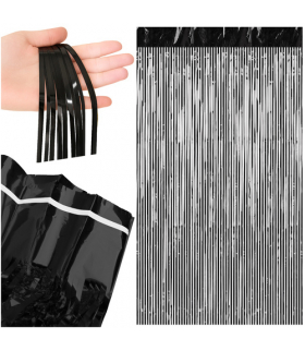 Kurtyna dekoracyjna 2x1m, czarna, samoprzylepna, zasłona imprezowa na sylwester, urodziny, halloween, 100x200cm Ruhhy 26172 18454