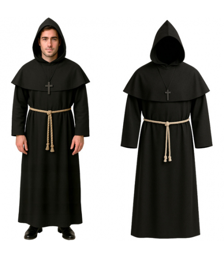 Strój mnicha księdza, Mnich, przebranie zakonnika, zakonnik, kostium na Halloween, karnawał, dla dorosłych, rozmiar L, Ruhhy 26175 18460