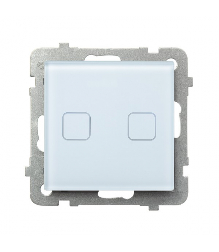 SONATA TOUCH ŁPDT-2RS/m/31 Łącznik dotykowy dwugrupowy świecznikowy z podświetleniem + WiFi Białe szkło Ospel