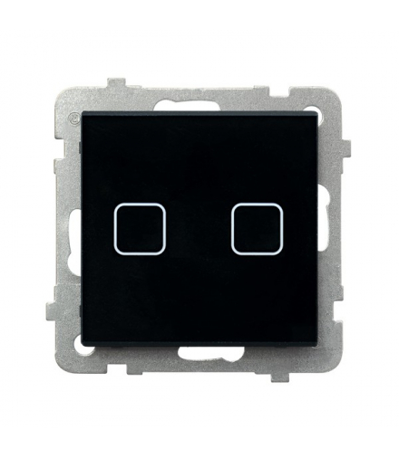 SONATA TOUCH ŁPDT-2RS/m/32 Łącznik dotykowy dwugrupowy świecznikowy z podświetleniem + WiFi Czarne szkło Ospel