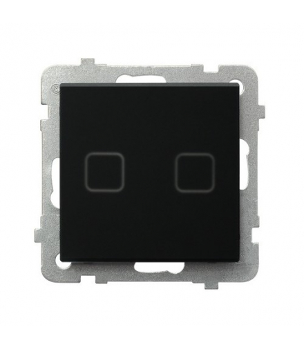 SONATA TOUCH ŁPDT-2RS/m/79 Łącznik dotykowy dwugrupowy świecznikowy z podświetleniem + WiFi Czarne szkło szronione Ospel