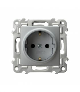 SZAFIR GP-1ZS/m/18 Gniazdo pojedyncze z uziemieniem schuko Srebro Ospel