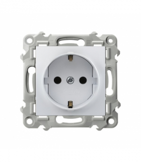 SZAFIR GP-1ZSP/m/00 Gniazdo pojedyncze z uziemieniem schuko z przesłonami torów prądowych Biały Ospel