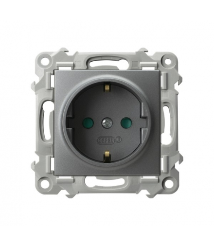 SZAFIR GP-1ZSP/m/70 Gniazdo pojedyncze z uziemieniem schuko z przesłonami torów prądowych Szary mat Ospel