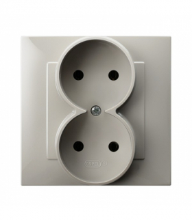 SZAFIR GP-2Z/83 Gniazdo podwójne bez uziemienia kompletne z ramką Kaszmirowy beż Ospel