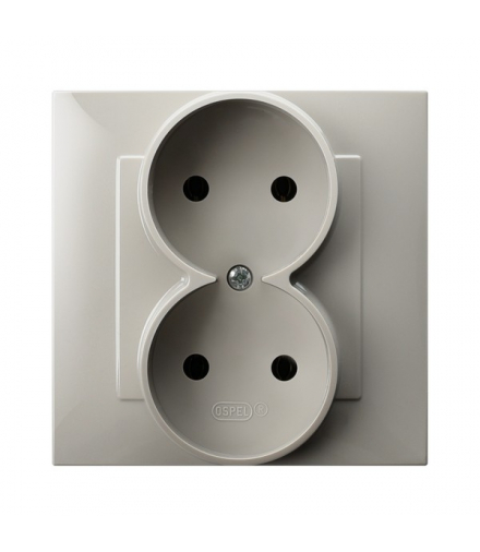 SZAFIR GP-2Z/83 Gniazdo podwójne bez uziemienia kompletne z ramką Kaszmirowy beż Ospel