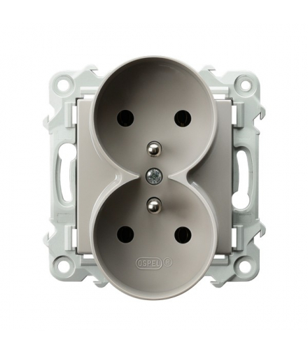 SZAFIR GP-2ZRZ/m/83 Gniazdo podwójne z uziemieniem moduł bez ramki Kaszmirowy beż Ospel