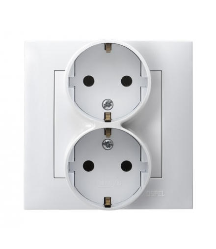SZAFIR GP-2ZS/00 Gniazdo podwójne z uziemieniem schuko Biały Ospel