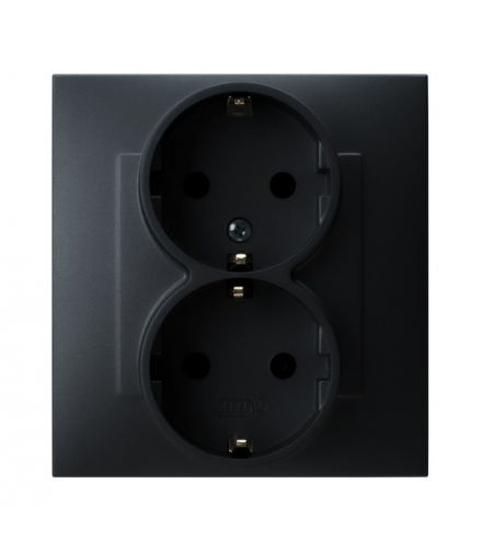 SZAFIR GP-2ZS/33 Gniazdo podwójne z uziemieniem schuko Czarny metalik Ospel