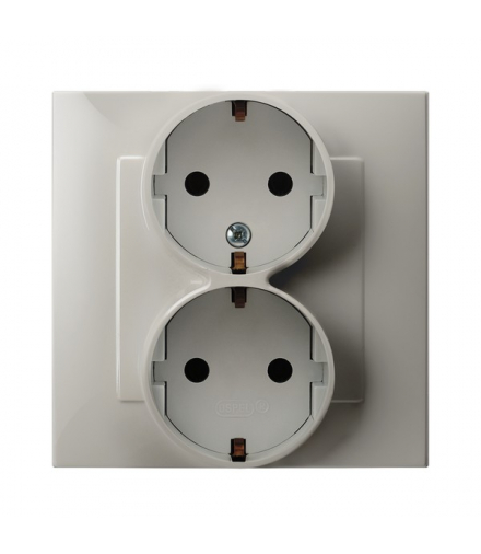 SZAFIR GP-2ZS/83 Gniazdo podwójne z uziemieniem schuko Kaszmirowy beż Ospel