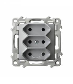SZAFIR GP-3Z/m/18 Gniazdo potrójne EURO Srebro Ospel