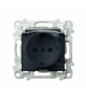 SZAFIR GPH-1ZS/m/83/d Gniazdo bryzgoszczelne z uziemieniem schuko IP-44 wieczko przezroczyste Kaszmirowy beż Ospel