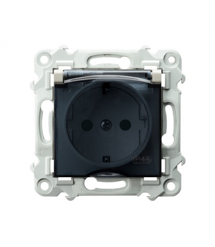 SZAFIR GPH-1ZS/m/83/d Gniazdo bryzgoszczelne z uziemieniem schuko IP-44 wieczko przezroczyste Kaszmirowy beż Ospel