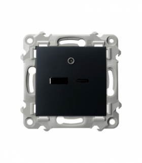 SZAFIR GPUSB-2Z/m/33 Ładowarka USB A+C Czarny metalik Ospel