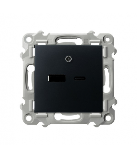 SZAFIR GPUSB-2Z/m/33 Ładowarka USB A+C Czarny metalik Ospel