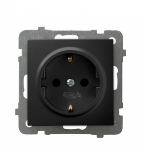 AS GP-1GS/m/33 Gniazdo pojedyncze z uziemieniem schuko Czarny metalik Ospel
