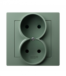 AS GP-2G/84 Gniazdo podwójne kompletne z ramką Zielony mat Ospel